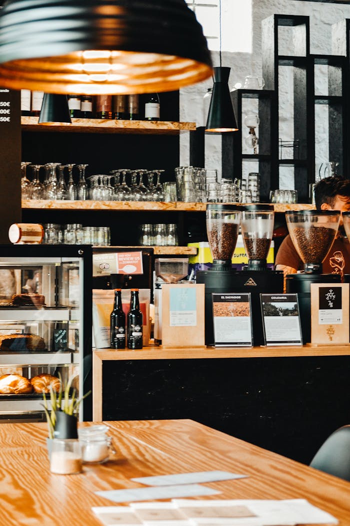 Contemporary café setting in Porto with stylish design, ideal for socializing or business meetings.